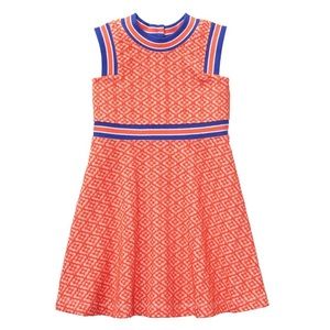 JANIE AND JACK Geo Jacquard Dress Sz 3 Orange Blue White Knit JJ Sport NWOT